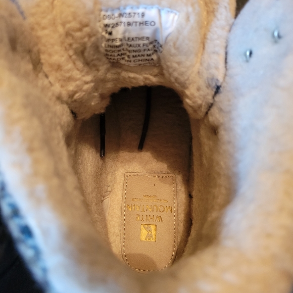 White Mountain Blue suede boots with plaid ankle cuff. - Picture 5 of 8